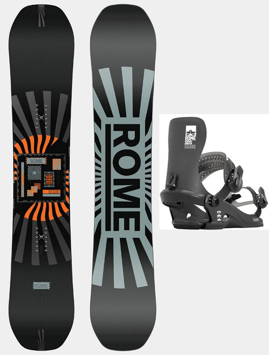 Rome Mechanic Wide Mens Snowboard 157 cm with Trace Bindings L/XL Black New 2025