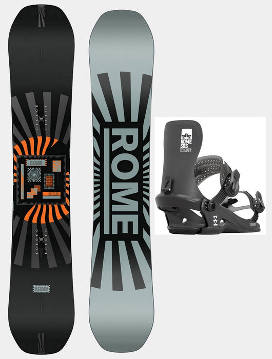 Rome Mechanic Men's Snowboard 147 cm with Trace Bindings M/L Black New 2025