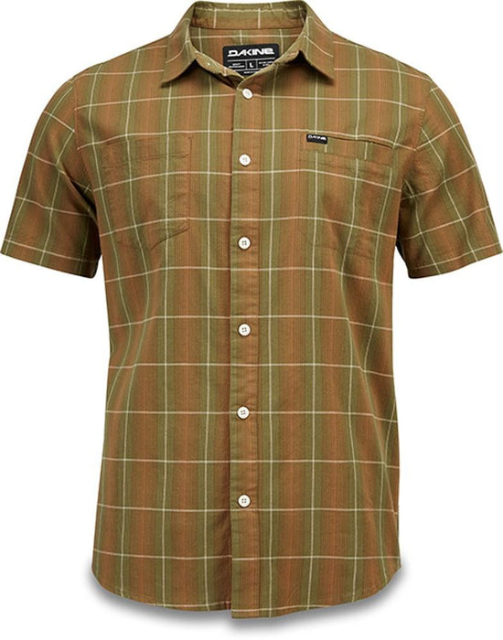 Dakine Nolan Short Sleeve Woven Button Down Shirt, Men's Large, Dark Olive Plaid