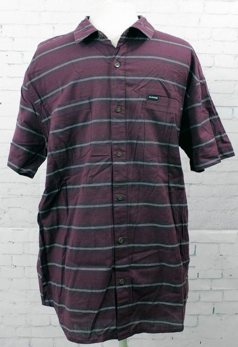 Dakine Men's Nolan Short Sleeve Woven Button Down Shirt Large Plum Shadow Stripe