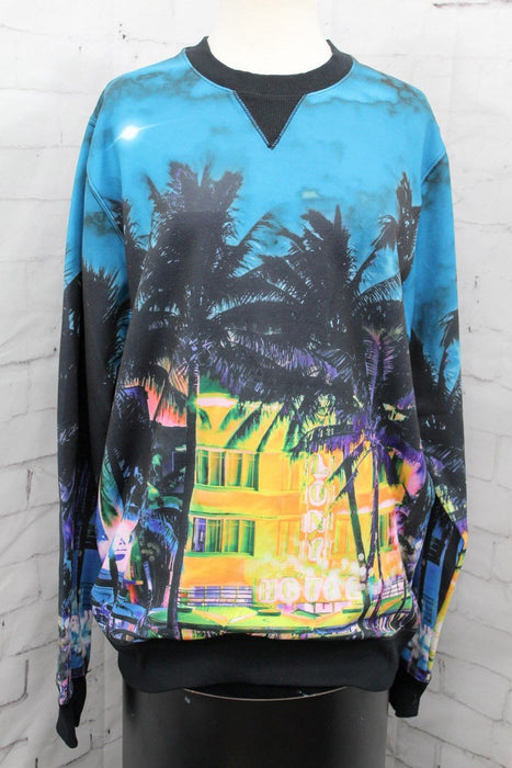 Neff Downtown Crew Sweatshirt, Men's Medium, Nightlife / Multicolor