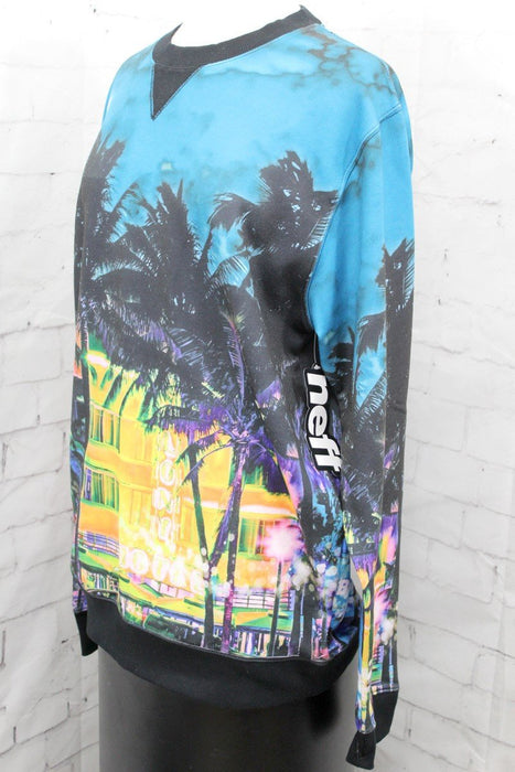 Neff Downtown Crew Sweatshirt, Men's Medium, Nightlife / Multicolor