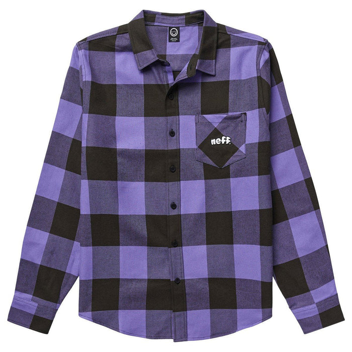 Neff Porter Flannel Plaid Long Sleeve Shirt, Men's Medium, Purple / Black New