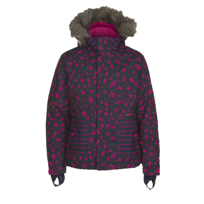 O'Neill Radiant Insulated Snowboard Jacket Girls Youth 10 / 152 Blue AOP Pink