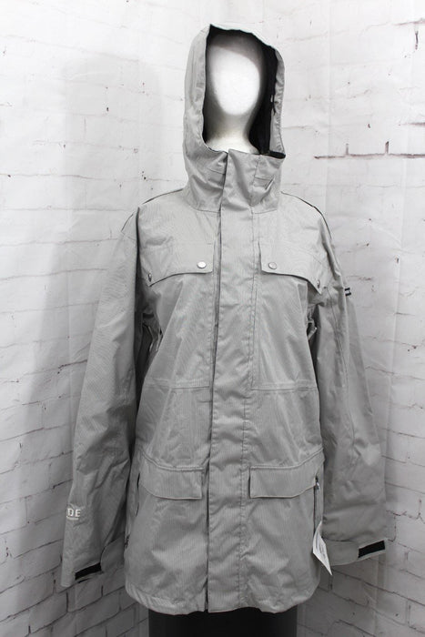 Ride Rainier Shell Snowboard Jacket, Men's Large, Rail Stripe / Gray New