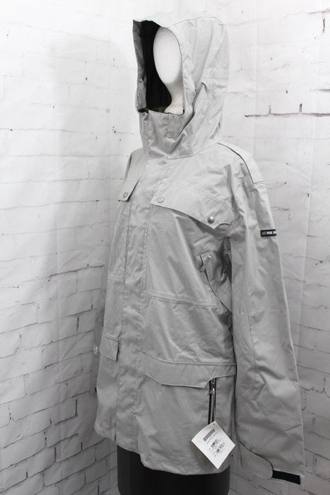 Ride Rainier Shell Snowboard Jacket, Men's Large, Rail Stripe / Gray New