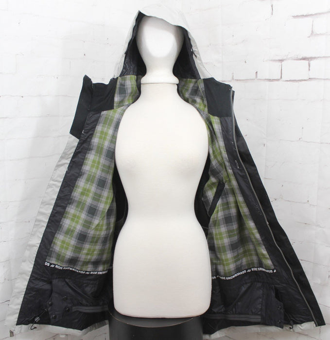 Ride Rainier Shell Snowboard Jacket, Men's Large, Rail Stripe / Gray New