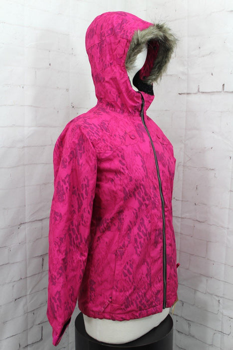 Ride Malibu Snowboard Jacket, Girls Youth Medium (10-12), Magenta Leopard Camo