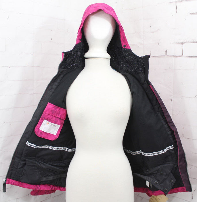 Ride Malibu Snowboard Jacket, Girls Youth Medium (10-12), Magenta Leopard Camo