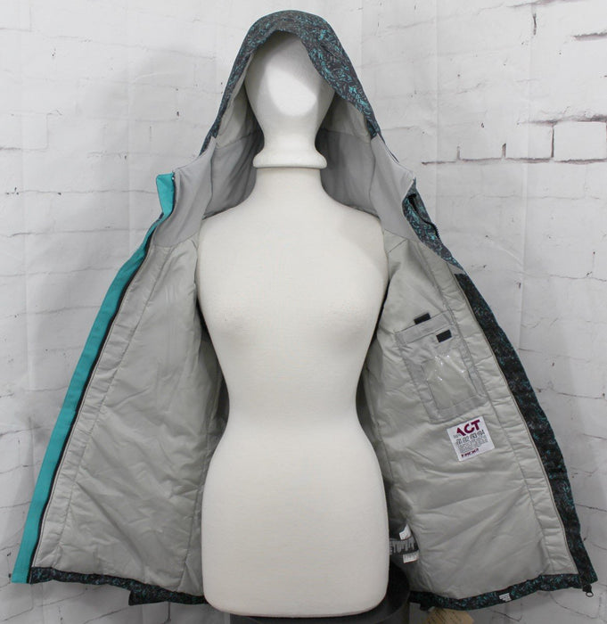 Ride Brighton Snowboard Jacket, Women's Medium, Blue / Black Stencil Print