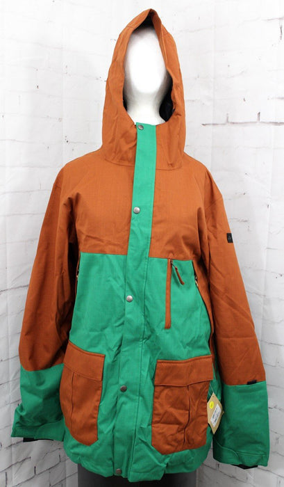 Ride Ballard Snowboard Shell Jacket, Men's Large, Kelly Green / Brown