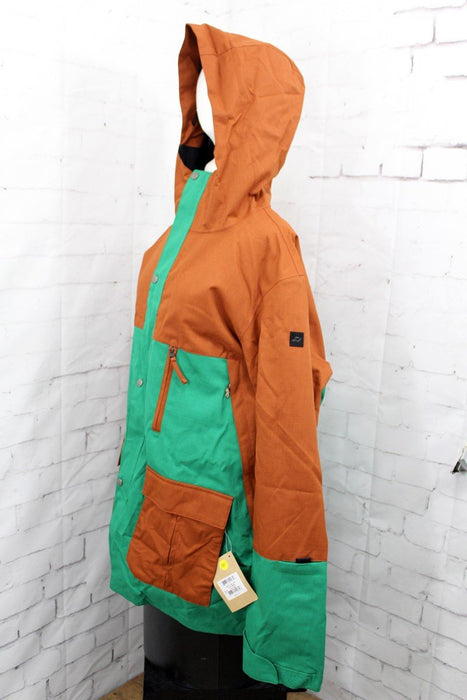 Ride Ballard Snowboard Shell Jacket, Men's Large, Kelly Green / Brown