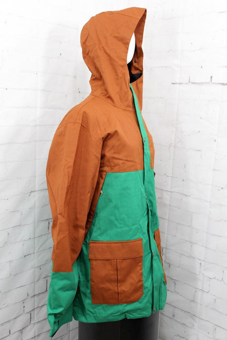 Ride Ballard Snowboard Shell Jacket, Men's Large, Kelly Green / Brown