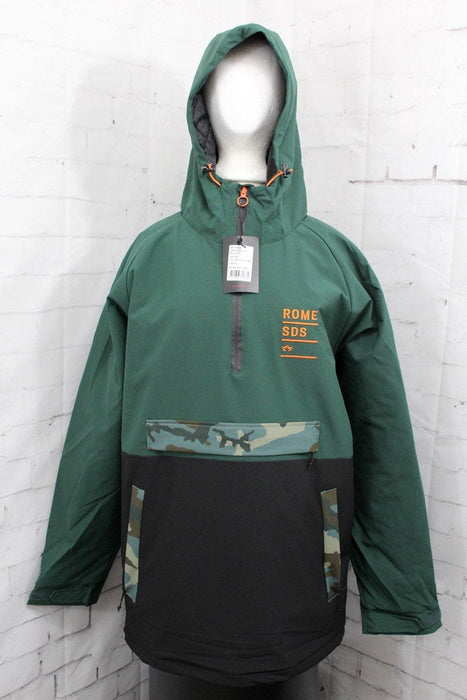 Rome SDS Field Anorak, 1/4 Zip Snowboard Jacket, Men's Medium, Green / Black New