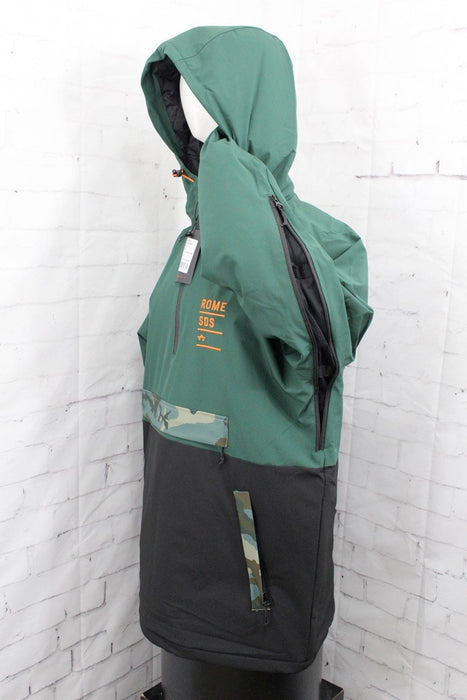 Rome SDS Field Anorak, 1/4 Zip Snowboard Jacket, Men's XL, Green / Black New