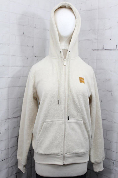 Billabong Saturday Full-Zip Fleece Hoodie, Womens Extra Small/XS, White Cap New