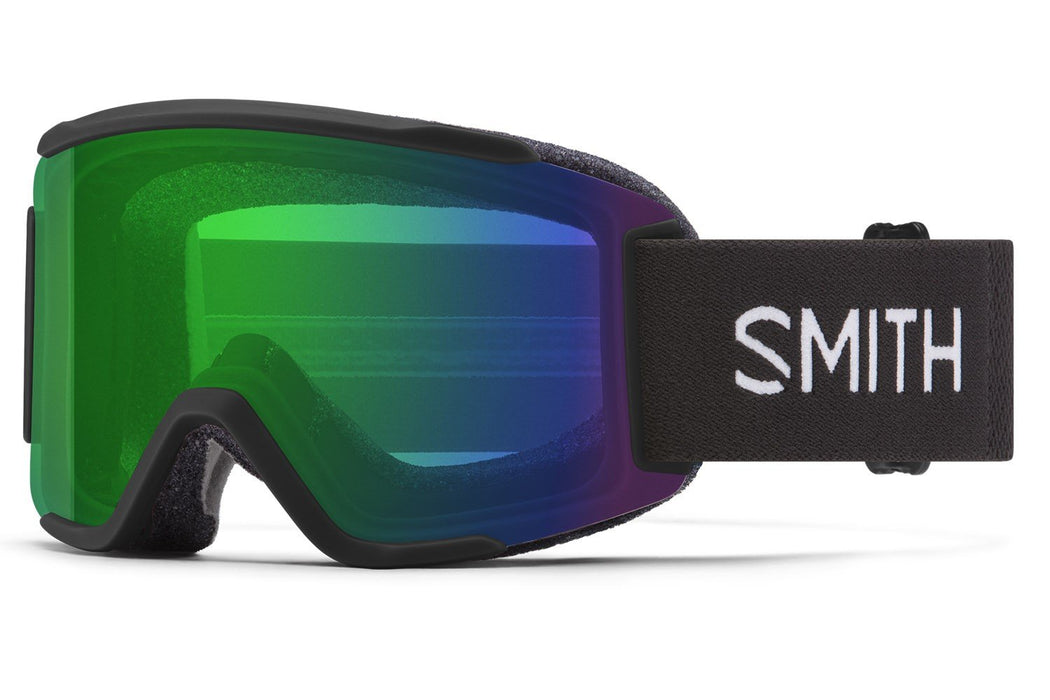 Smith Squad S Snow Goggles Black Frame, Everyday Green Mirror Lens +Bonus New