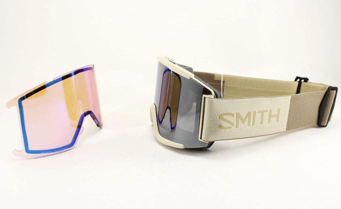 Smith Squad XL Snow Goggles Birch, Chromapop Sun Platinum Mirror Lens +Bonus New