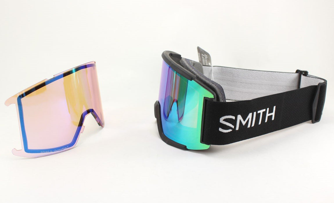 Smith Squad XL Snow Goggles Black Frame, Everyday Green Mirror Lens + Bonus New
