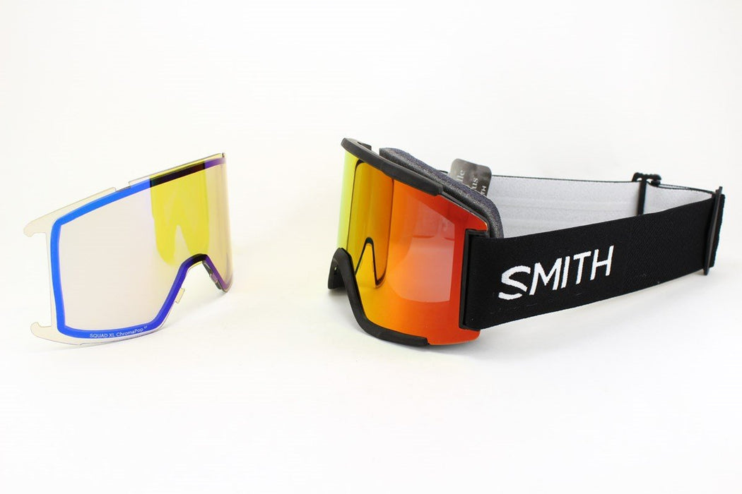 Smith Squad XL Ski / Snow Goggles Black Frame, Sun Red Mirror Lens + Bonus New