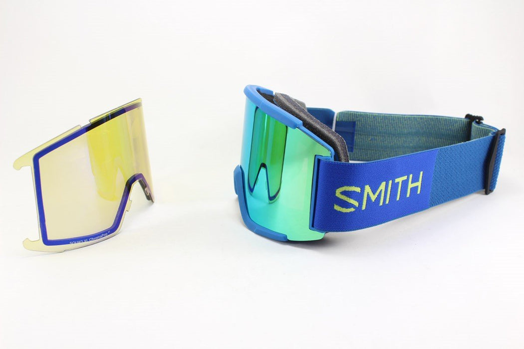 Smith Squad XL Snow Goggles Electric Blue Frame Sun Green Mirror Lens +Bonus New