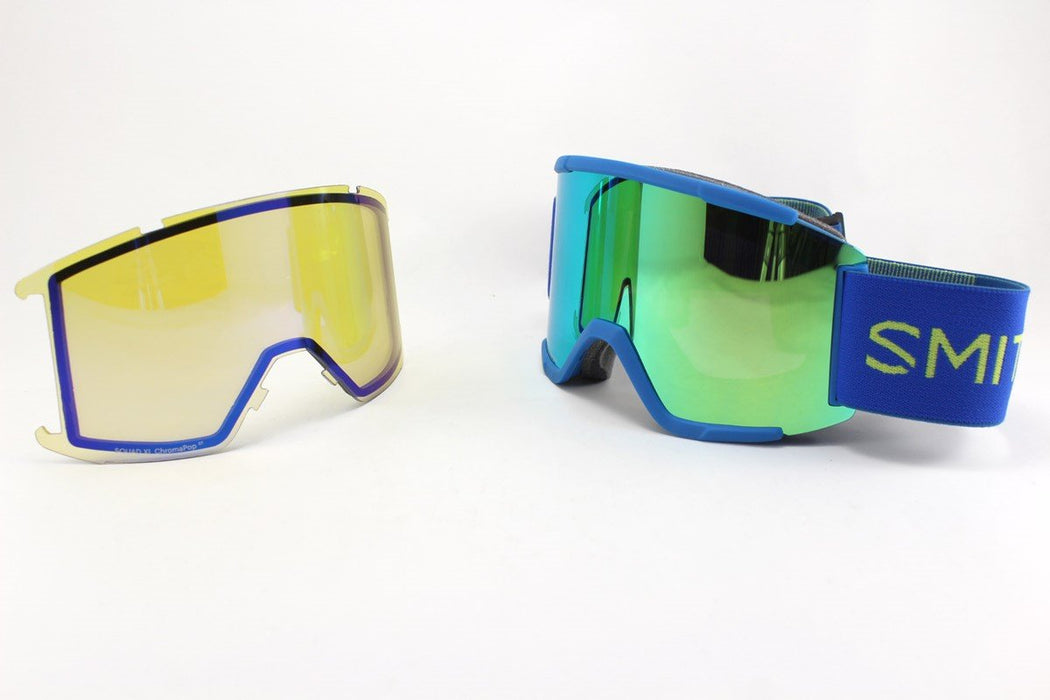 Smith Squad XL Snow Goggles Electric Blue Frame Sun Green Mirror Lens +Bonus New