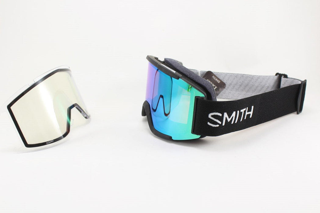 Smith Squad Ski/Snow Goggles Black, Everyday Green Mirror Lens +Bonus Clear New