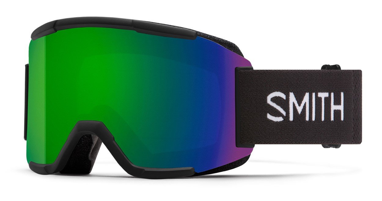 Smith Squad Ski / Snow Goggles Black, ChromaPop Sun Green Mirror Lens + Bonus