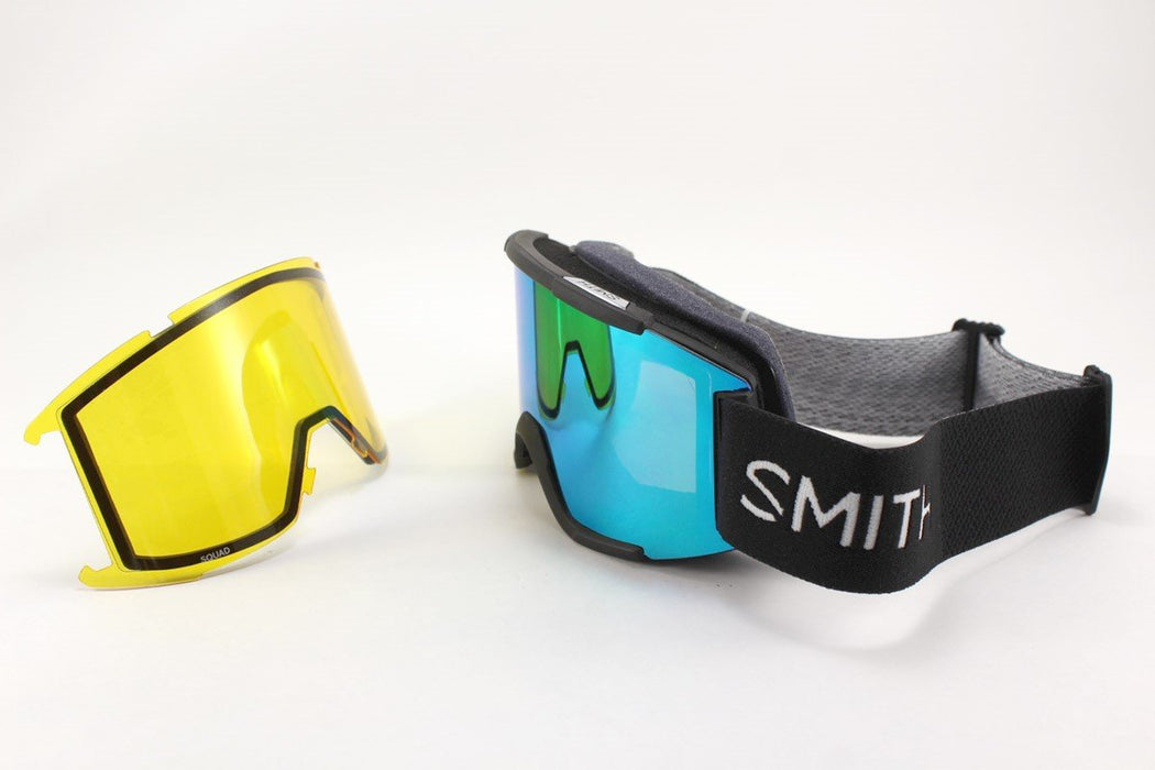 Smith Squad Ski / Snow Goggles Black, ChromaPop Sun Green Mirror Lens + Bonus