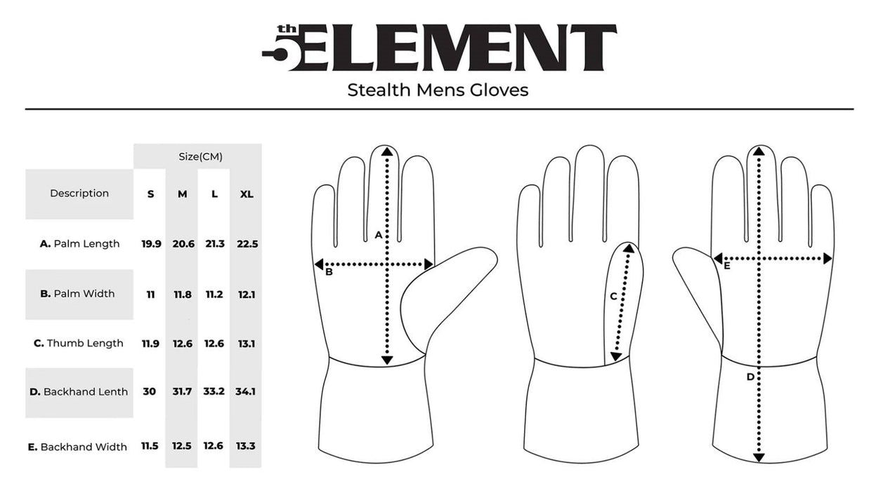 5th Element Stealth Snowboard Gloves Men's Medium Black New