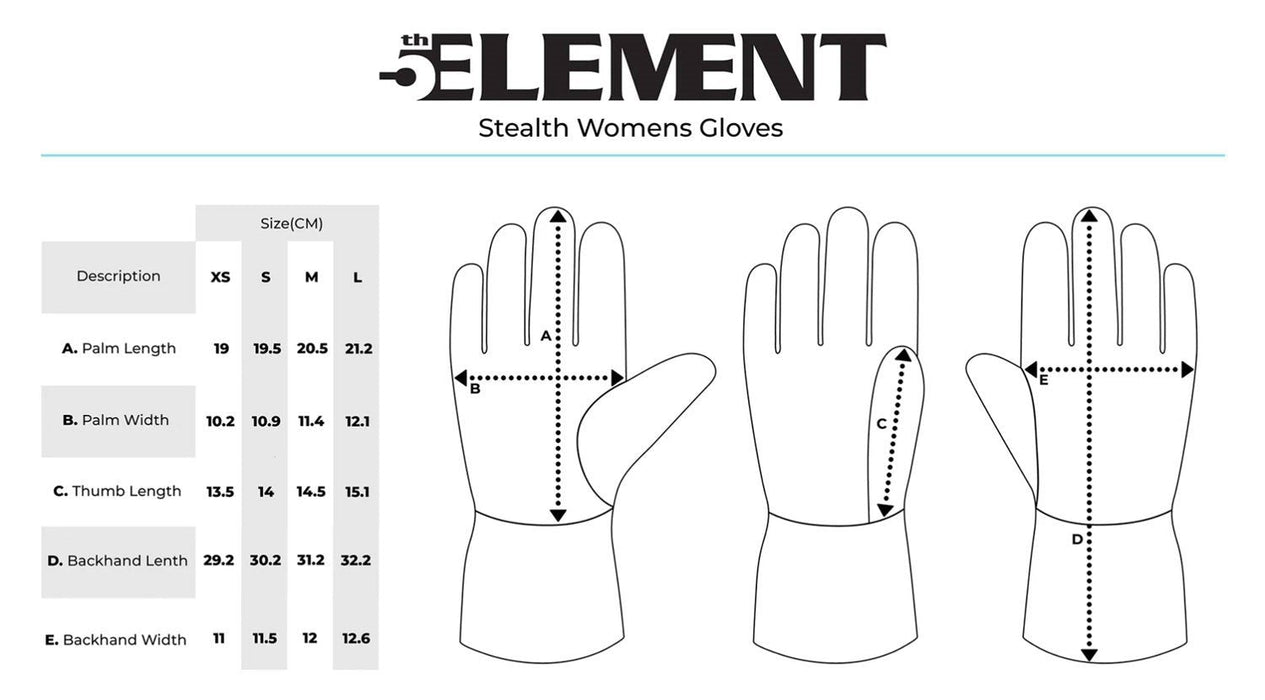 5th Element Stealth Snowboard Gloves Women's Medium Black New
