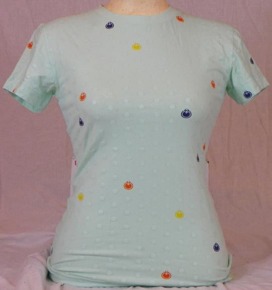 Nomis Stray Short Sleeve T-Shirt, Women's Large, Green with Polka Dots