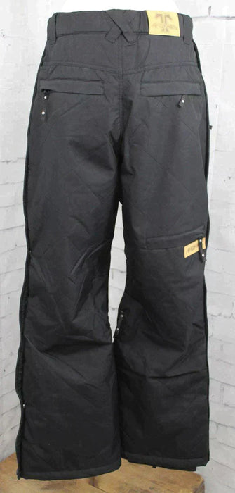 Technine Men's Insulated Tear Away Ski and Snowboard Pants Black Rugby New