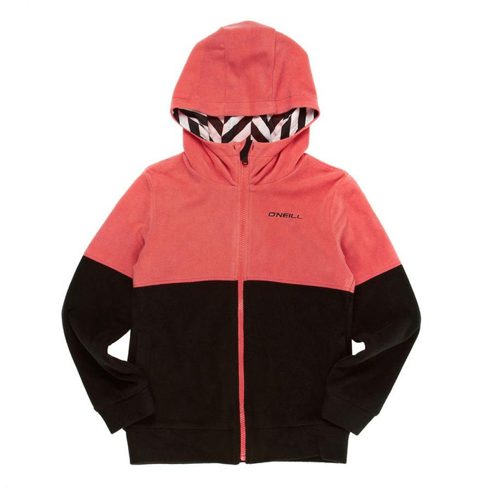 O'Neill Tigereye Reversible Zip Fleece Hoodie Girls Youth 10 / 152, Black / Pink