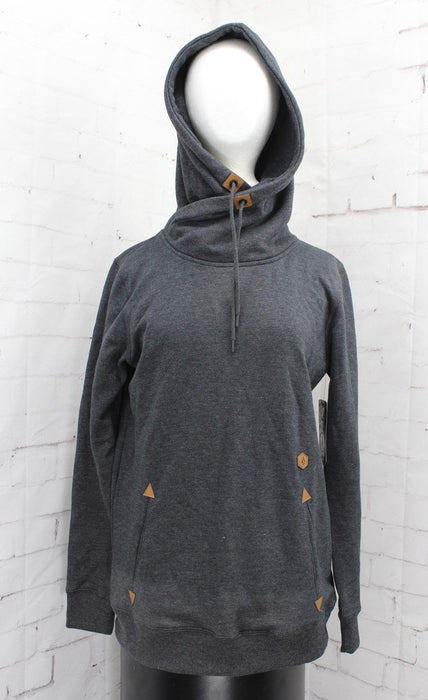 Volcom Women's Tower Pullover Fleece Hoodie Medium Black Heather New