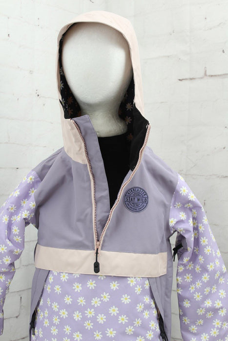 Airblaster Youth Trenchover Snow Jacket, Girls Small (6-8), Lavender Daisy New