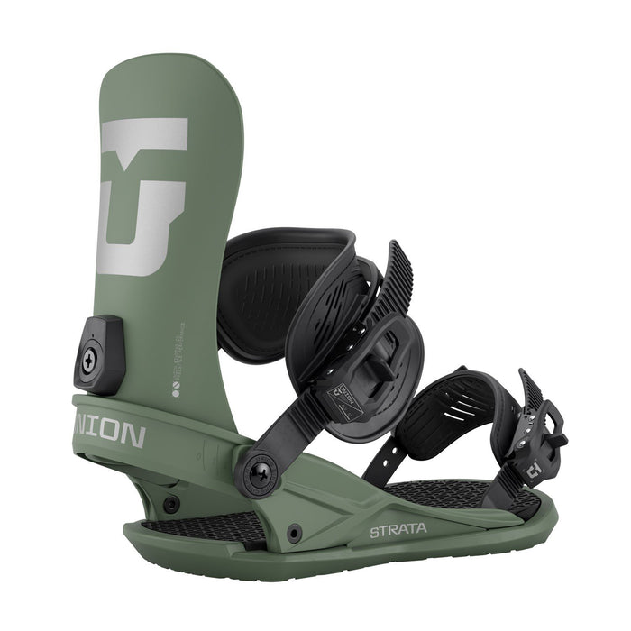 Union Strata Snowboard Bindings, Men's Large (US 10.5-13), Olive Green New 2026