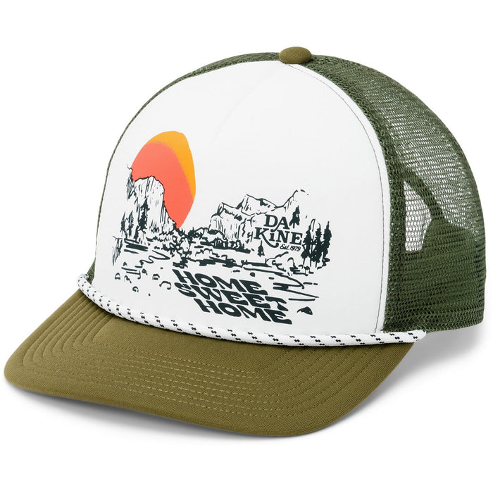 Dakine Vacation Trucker High Crown Snapback Hat Dark Olive Home Sweet Home New