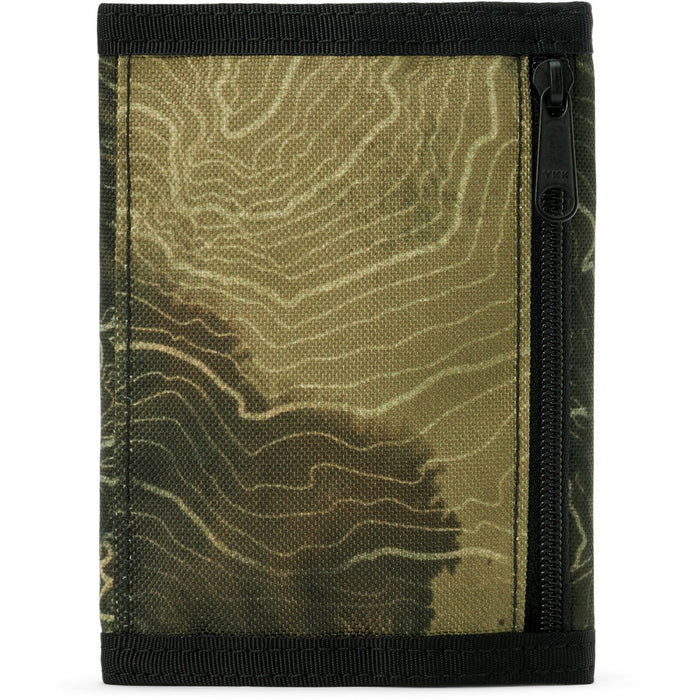 Dakine Vert Rail Tri-Fold Wallet with Zipper Coin Pocket, Earth Topo Print New
