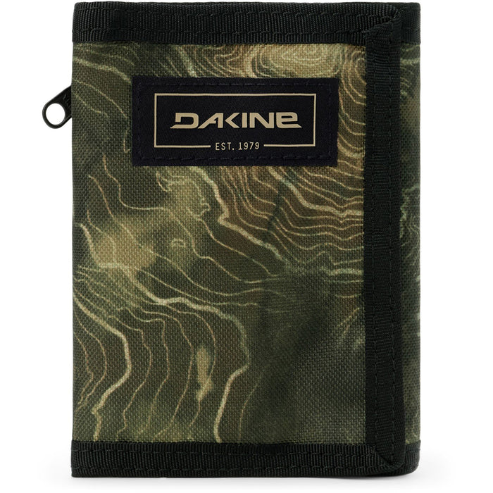 Dakine Vert Rail Tri-Fold Wallet with Zipper Coin Pocket, Earth Topo Print New