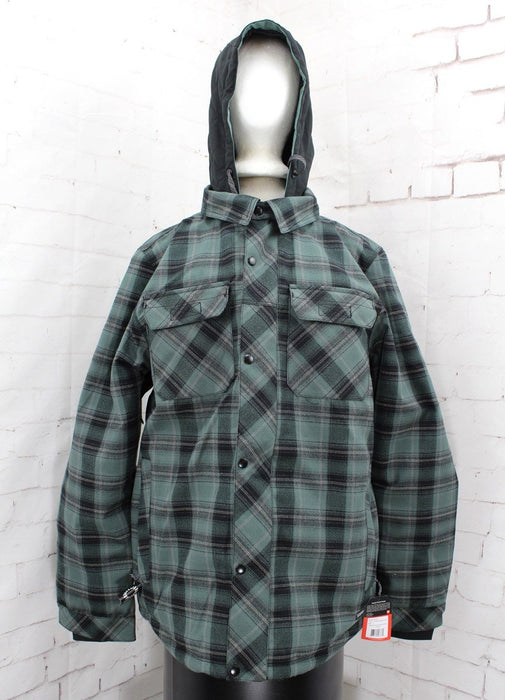 686 Woodland Insulated Snowboard Jacket, Men's Large, Cypress Green Plaid New