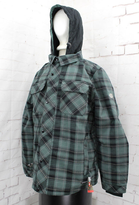 686 Woodland Insulated Snowboard Jacket, Men's Large, Cypress Green Plaid New