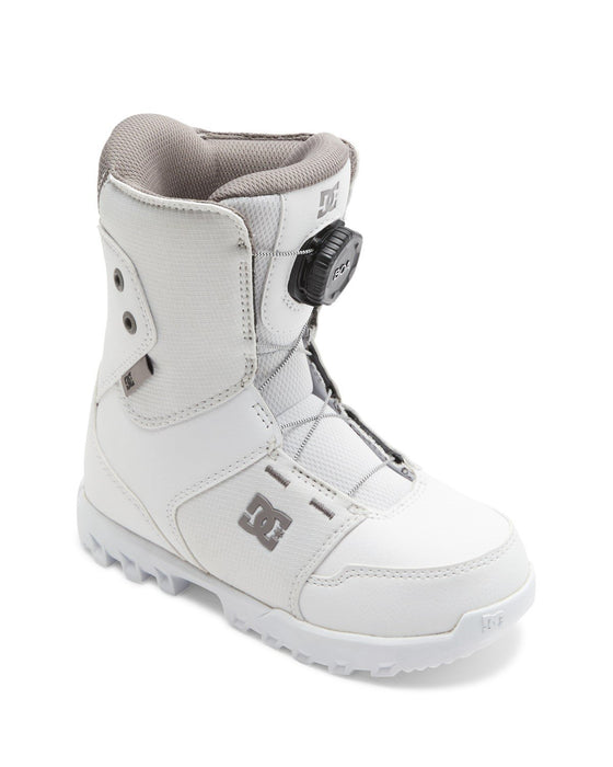 DC Youth Scout Boa Snowboard Boots, Kids Size 6, White New 2025