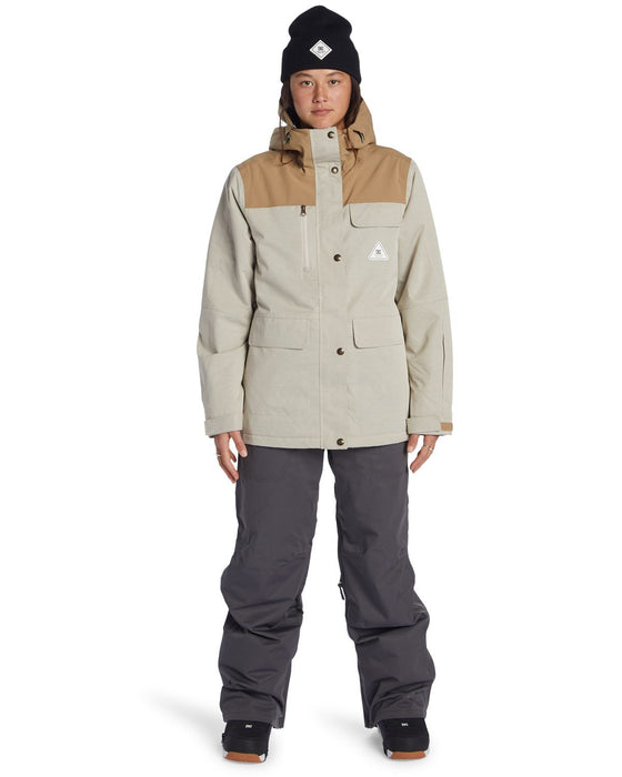 DC Liberate Snowboard Jacket, Women's Size Medium, Silver Lining Tan New