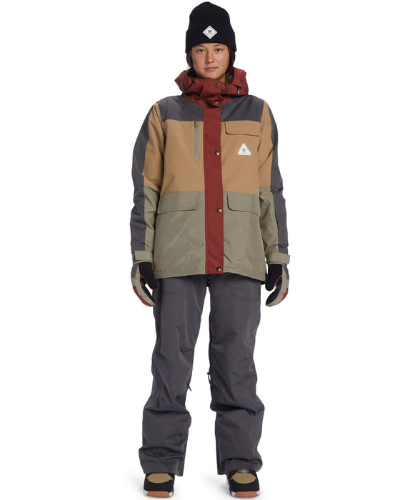 DC Liberate Snowboard Jacket, Women's Size Medium, Repurpose Tan Colorblock New