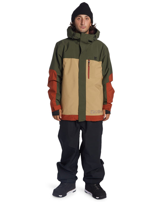 DC Men's Defiant Snowboard Jacket, Medium Deep Depths Tan Rust Green New