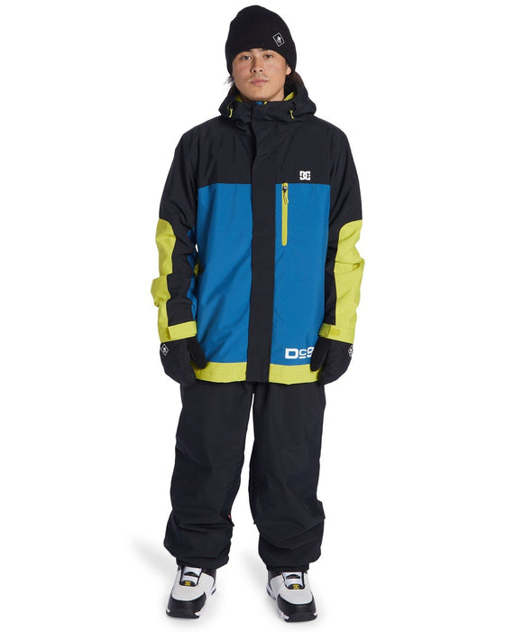 DC Men's Defiant Snowboard Jacket, Medium Black Blue Yellow New