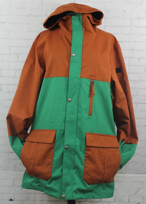 Ride Ballard Snowboard Shell Jacket, Men's Large, Kelly Green / Brown