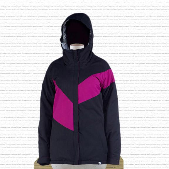 Ride Brighton Insulated Snowboard Jacket Womens Medium Black / Purple Stripe