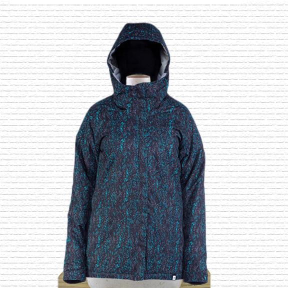 Ride Brighton Snowboard Jacket, Women's Medium, Blue / Black Stencil Print